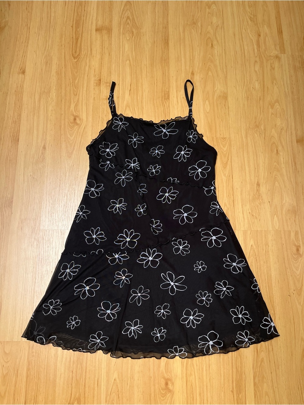 Wild Fable black mini dress with white floral print pattern